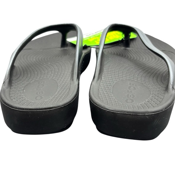 OOFOS NWT Oolala Metallic Gray and Black Recovery Sandals Women's Size 8 - Picture 3 of 8